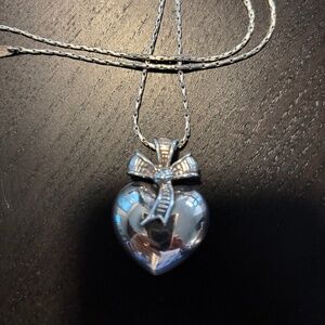 large sterling 925 Puffed Heart Pendant with 30" chain